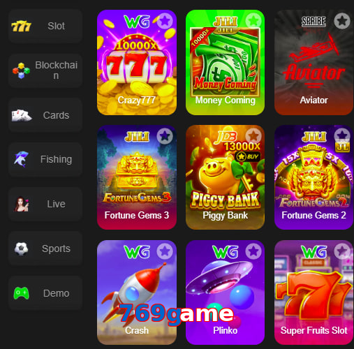 Main screen of 769Game game page for PK players